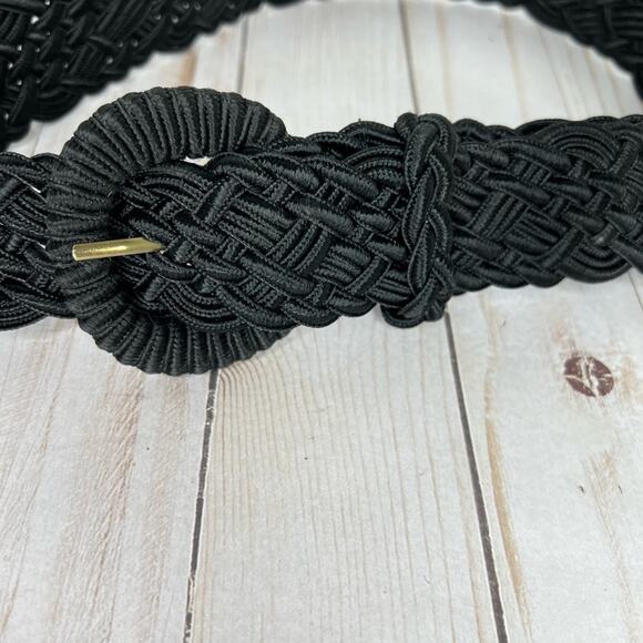 Carla Marchi belt women's M/L woven braided adjustable black rayon - Picture 6 of 9